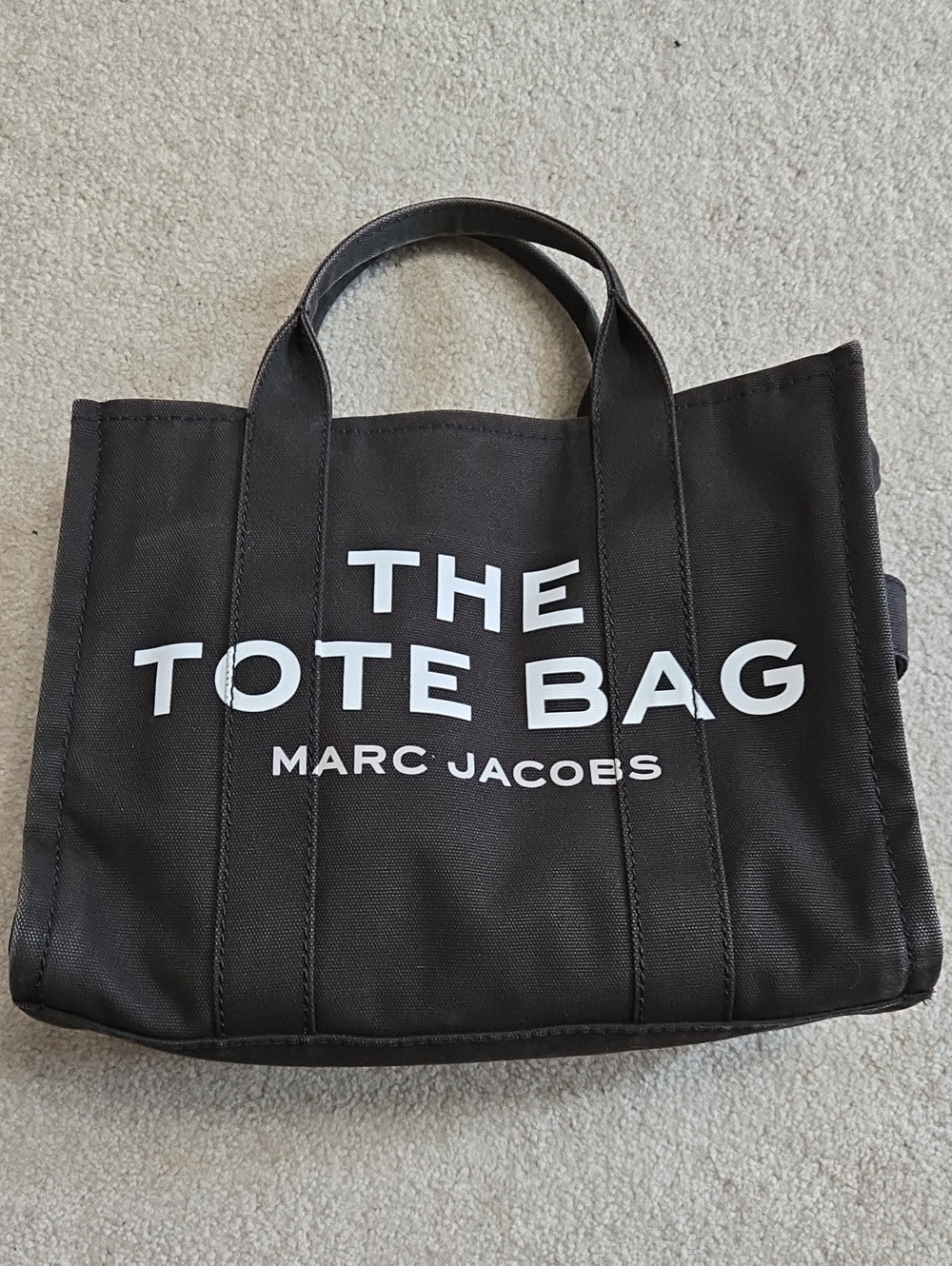 Marc Jacobs Black Canvas 'The Tote Bag' with White Logo